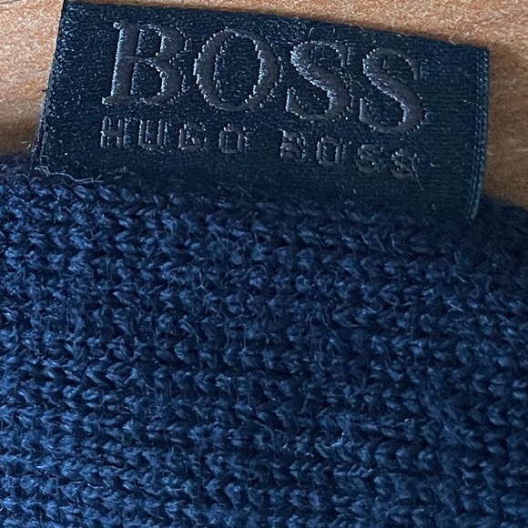 Navy Blue Virgin Wool V Neck Long Sleeve Sweater (XXL) - Picture 7 of 8